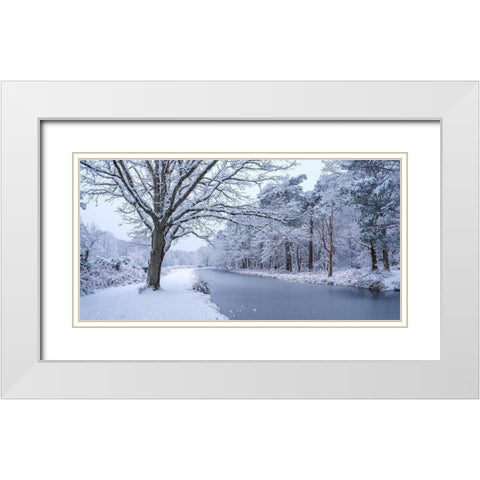 Canal through forest White Modern Wood Framed Art Print with Double Matting by Frank, Assaf
