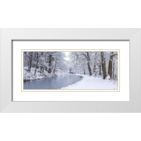 Canal through forest White Modern Wood Framed Art Print with Double Matting by Frank, Assaf