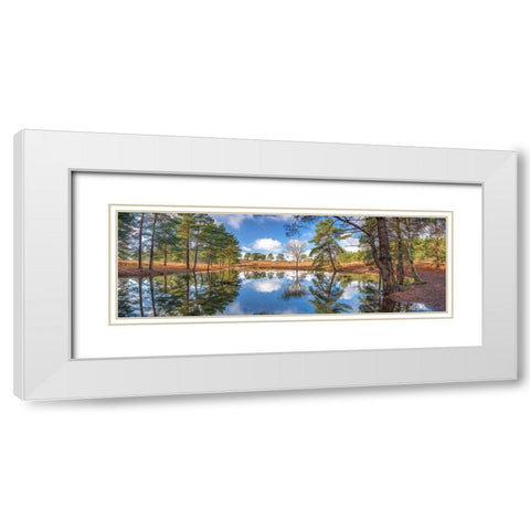 Canal through forest White Modern Wood Framed Art Print with Double Matting by Frank, Assaf