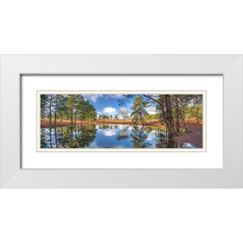 Canal through forest White Modern Wood Framed Art Print with Double Matting by Frank, Assaf