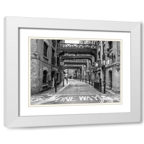 Narrow road in London White Modern Wood Framed Art Print with Double Matting by Frank, Assaf