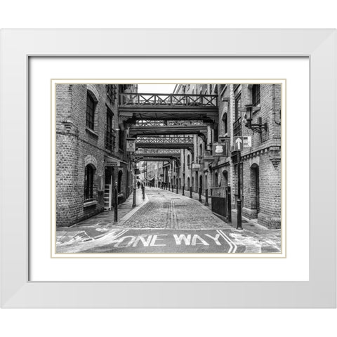 Narrow road in London White Modern Wood Framed Art Print with Double Matting by Frank, Assaf