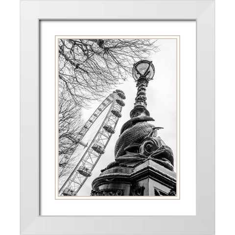 London eye and Street lamp White Modern Wood Framed Art Print with Double Matting by Frank, Assaf