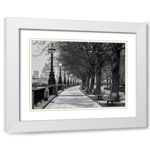 Thames promenade-London White Modern Wood Framed Art Print with Double Matting by Frank, Assaf
