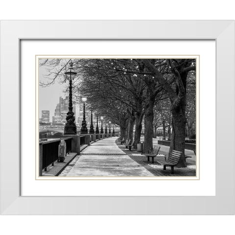 Thames promenade-London White Modern Wood Framed Art Print with Double Matting by Frank, Assaf