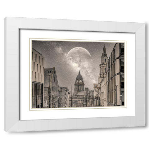 Leeds starry night White Modern Wood Framed Art Print with Double Matting by Frank, Assaf