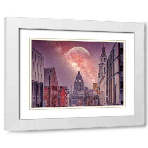 Starry night-Leeds White Modern Wood Framed Art Print with Double Matting by Frank, Assaf
