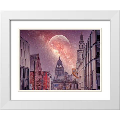 Starry night-Leeds White Modern Wood Framed Art Print with Double Matting by Frank, Assaf