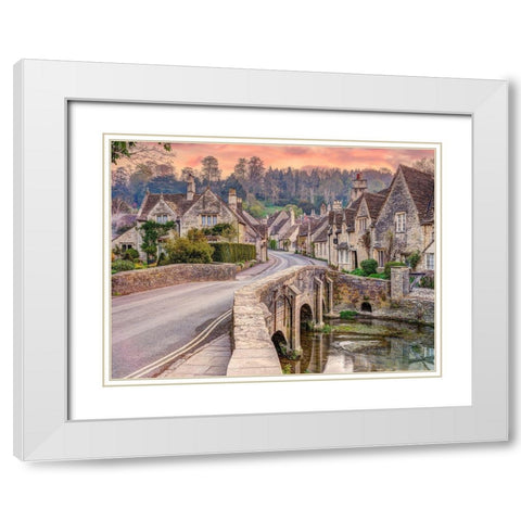 Stone cottages-Castle Combe White Modern Wood Framed Art Print with Double Matting by Frank, Assaf