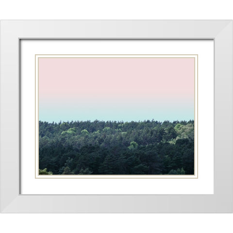 Tree tops at dusk White Modern Wood Framed Art Print with Double Matting by Frank, Assaf