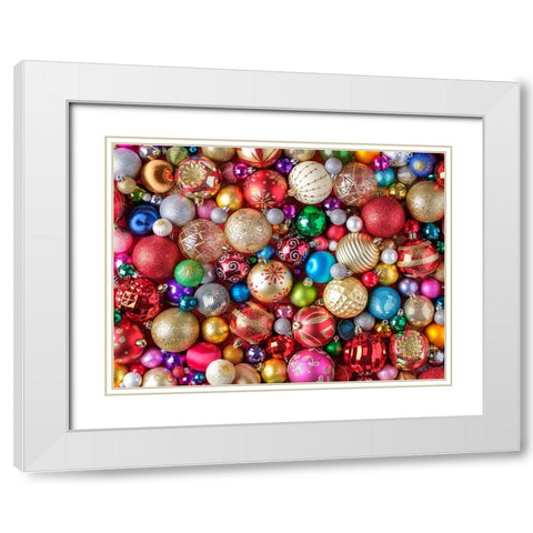 Christmas Baubles White Modern Wood Framed Art Print with Double Matting by Frank, Assaf