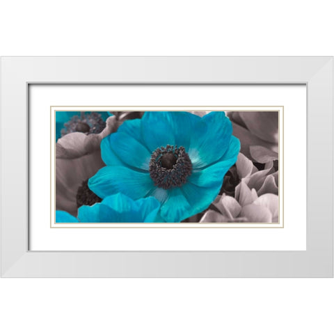 AF20111223 Anemone 008C15-2 Teal White Modern Wood Framed Art Print with Double Matting by Frank, Assaf