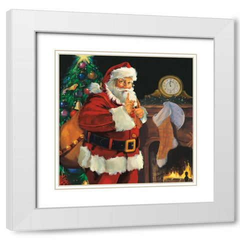 Shhhh White Modern Wood Framed Art Print with Double Matting by Comish, Susan