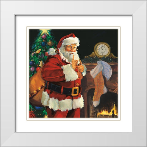 Shhhh White Modern Wood Framed Art Print with Double Matting by Comish, Susan