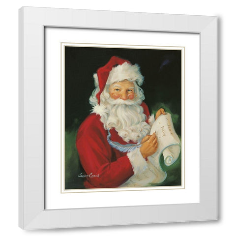 Checking His List White Modern Wood Framed Art Print with Double Matting by Comish, Susan