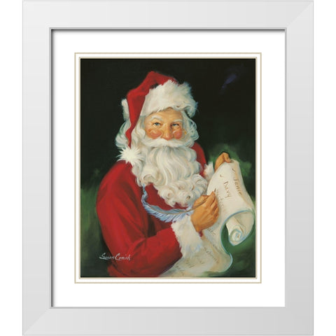 Checking His List White Modern Wood Framed Art Print with Double Matting by Comish, Susan