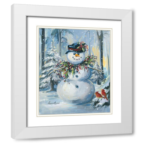 Berry Christmas White Modern Wood Framed Art Print with Double Matting by Comish, Susan