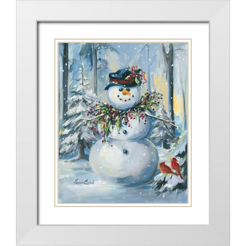 Berry Christmas White Modern Wood Framed Art Print with Double Matting by Comish, Susan