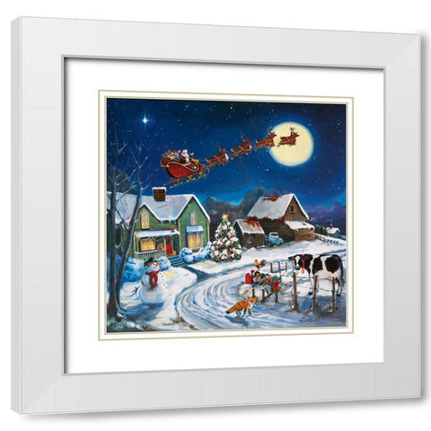 Country Christmas White Modern Wood Framed Art Print with Double Matting by Comish, Susan
