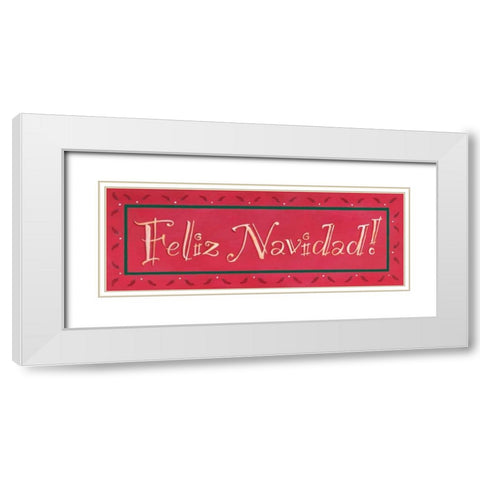 Feliz Navidad White Modern Wood Framed Art Print with Double Matting by Marrott, Stephanie