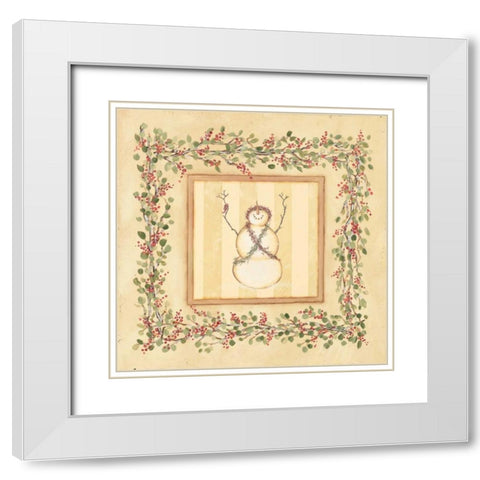 Priaising Snowman White Modern Wood Framed Art Print with Double Matting by Marrott, Stephanie