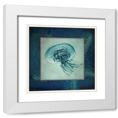 Jellyfish White Modern Wood Framed Art Print with Double Matting by Marrott, Stephanie