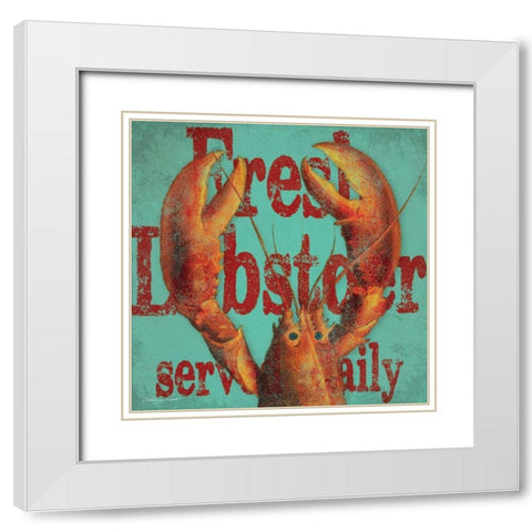 Lobster Dinner White Modern Wood Framed Art Print with Double Matting by Marrott, Stephanie