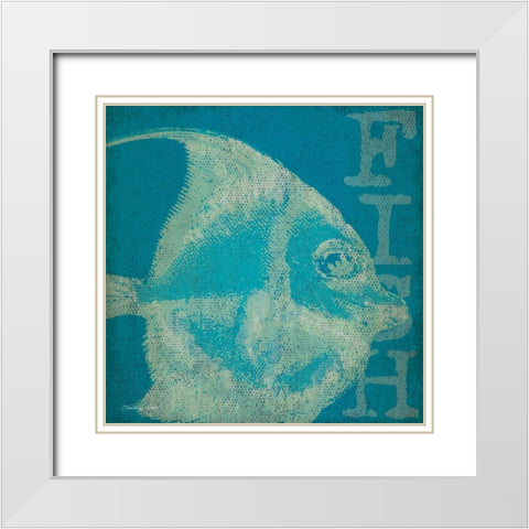 Blue Fish II White Modern Wood Framed Art Print with Double Matting by Marrott, Stephanie