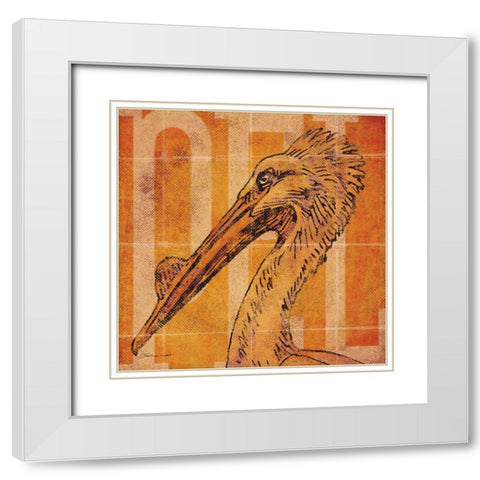 Pelican Head White Modern Wood Framed Art Print with Double Matting by Marrott, Stephanie