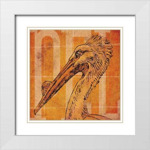 Pelican Head White Modern Wood Framed Art Print with Double Matting by Marrott, Stephanie
