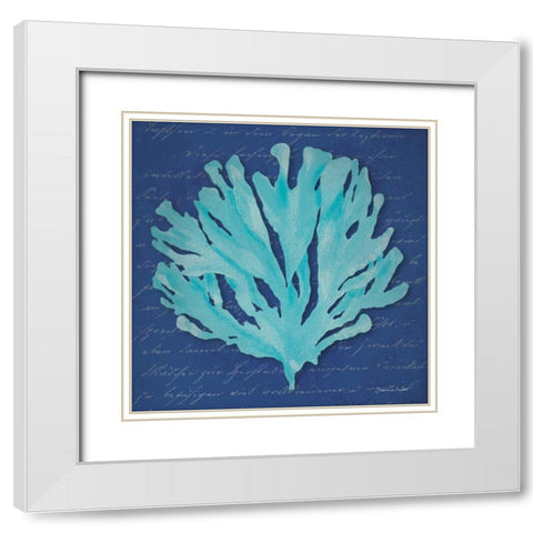 Blue Coral White Modern Wood Framed Art Print with Double Matting by Marrott, Stephanie