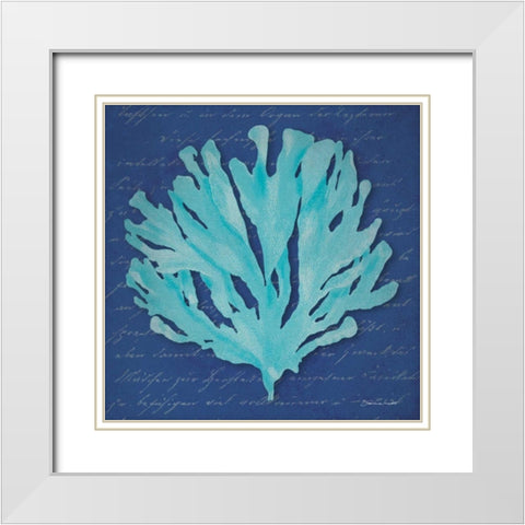 Blue Coral White Modern Wood Framed Art Print with Double Matting by Marrott, Stephanie