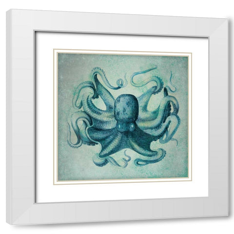 Octopus White Modern Wood Framed Art Print with Double Matting by Marrott, Stephanie