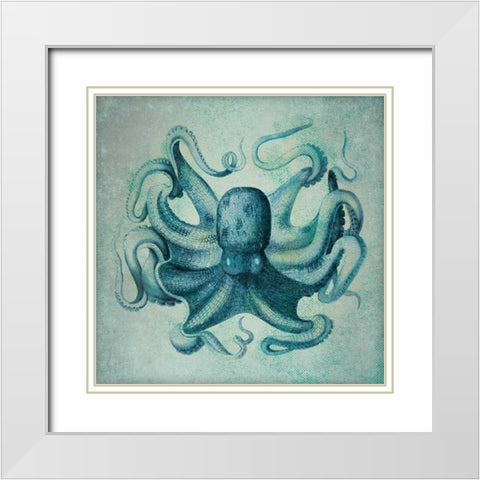 Octopus White Modern Wood Framed Art Print with Double Matting by Marrott, Stephanie