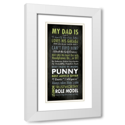 Punny Dad White Modern Wood Framed Art Print with Double Matting by Marrott, Stephanie