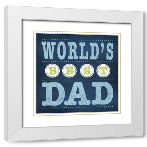 Best Dad White Modern Wood Framed Art Print with Double Matting by Marrott, Stephanie