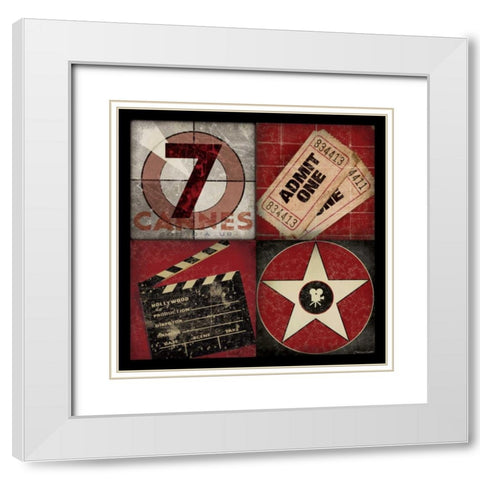 Movie 4 Pathch White Modern Wood Framed Art Print with Double Matting by Marrott, Stephanie