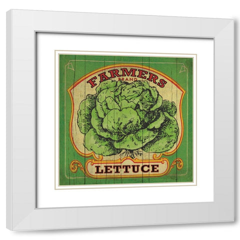 Lettuce Label White Modern Wood Framed Art Print with Double Matting by Marrott, Stephanie