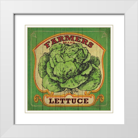 Lettuce Label White Modern Wood Framed Art Print with Double Matting by Marrott, Stephanie