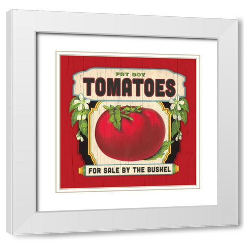 Tomato Label White Modern Wood Framed Art Print with Double Matting by Marrott, Stephanie