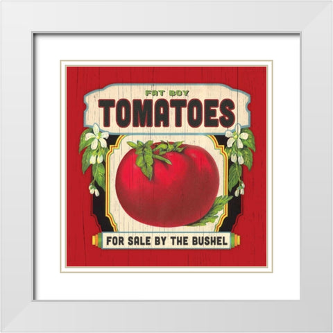 Tomato Label White Modern Wood Framed Art Print with Double Matting by Marrott, Stephanie