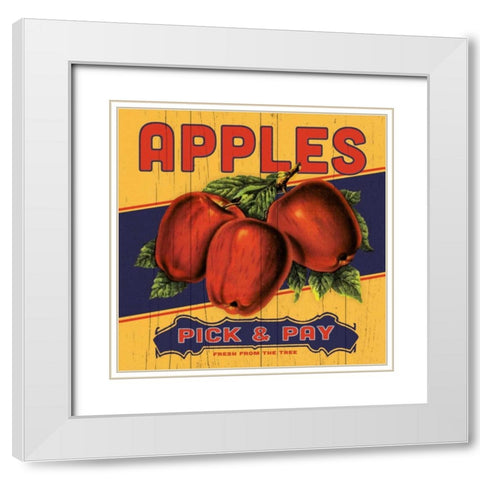 Apple Label White Modern Wood Framed Art Print with Double Matting by Marrott, Stephanie