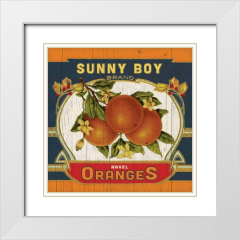 Orange Label White Modern Wood Framed Art Print with Double Matting by Marrott, Stephanie