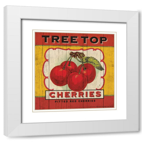 Cherry Label White Modern Wood Framed Art Print with Double Matting by Marrott, Stephanie