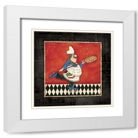 Roller Pizza Chef White Modern Wood Framed Art Print with Double Matting by Marrott, Stephanie