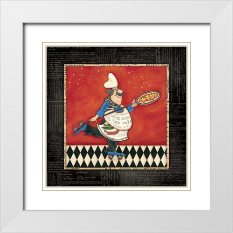 Roller Pizza Chef White Modern Wood Framed Art Print with Double Matting by Marrott, Stephanie