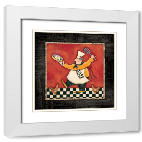 Chicken Dance Chef White Modern Wood Framed Art Print with Double Matting by Marrott, Stephanie
