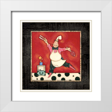 Dinner Dance Chef White Modern Wood Framed Art Print with Double Matting by Marrott, Stephanie