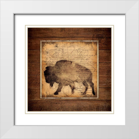 Bison King White Modern Wood Framed Art Print with Double Matting by Marrott, Stephanie