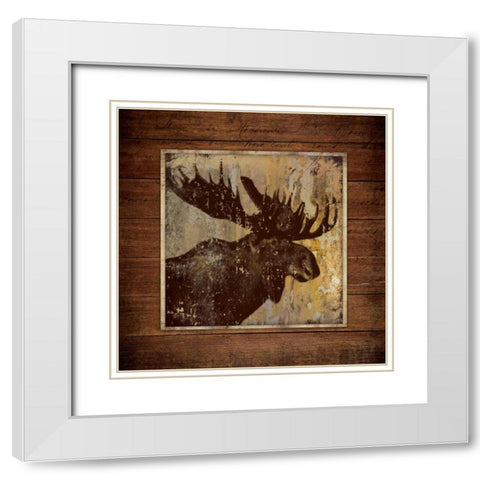 Moose Portrait White Modern Wood Framed Art Print with Double Matting by Marrott, Stephanie